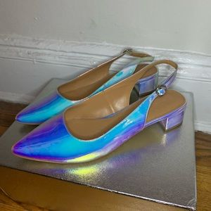 J crew holographic slingback flats